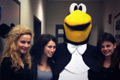 Backstage post performance with Iceburgh, the official mascot of the Pittsburgh Penguins at the Pittsburgh Penguins “Skates and Plates” Charity Gala